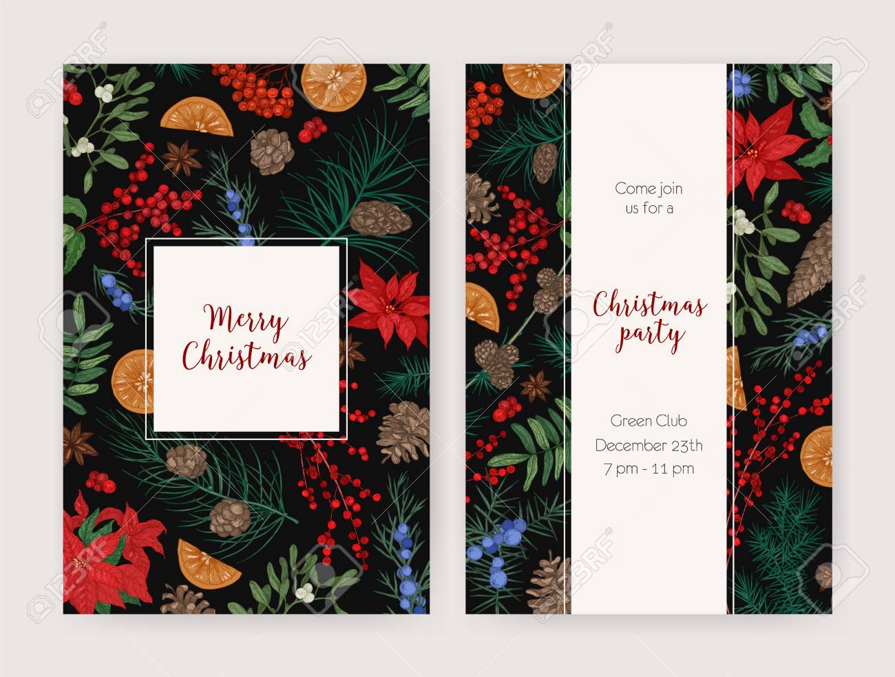 bundle of christmas flyer card or party invitation templates christmas party flyer templates