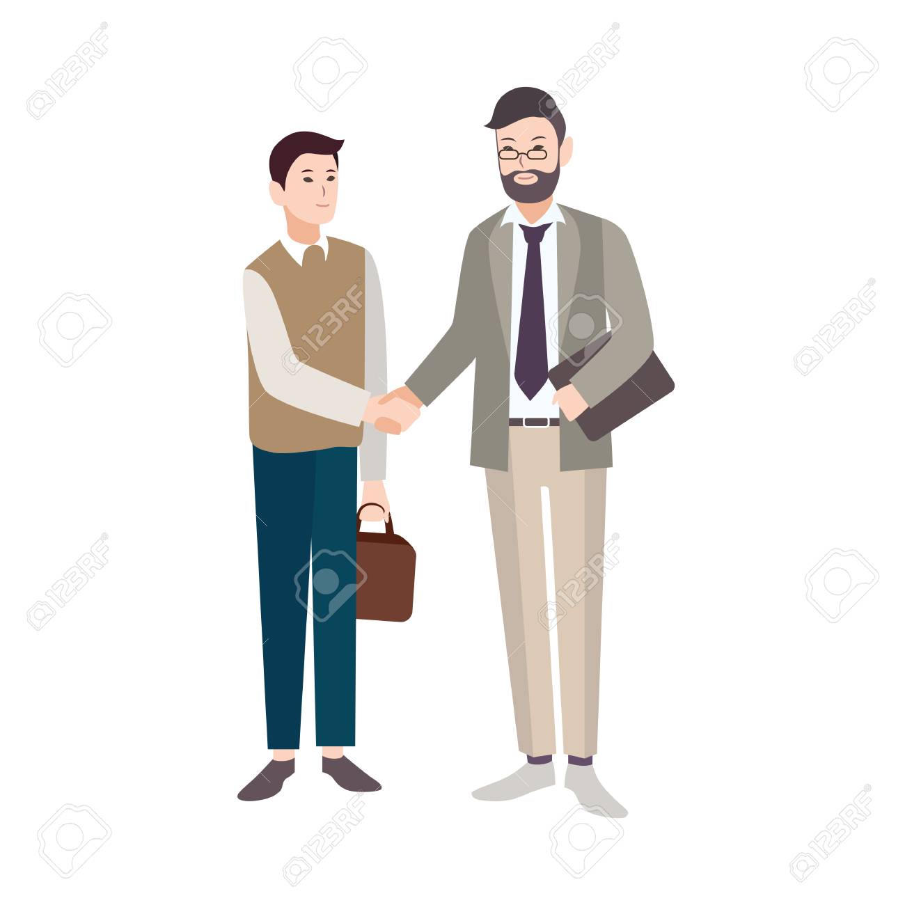 Old And Young Men Office Workers Or Boss And Employee Shaking Royalty Free Cliparts Vectors And Stock Illustration Image 117296354