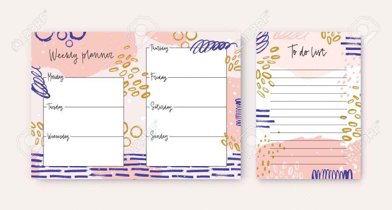 set of weekly planner and to do list templates decorated by colorful weekly to do list templates