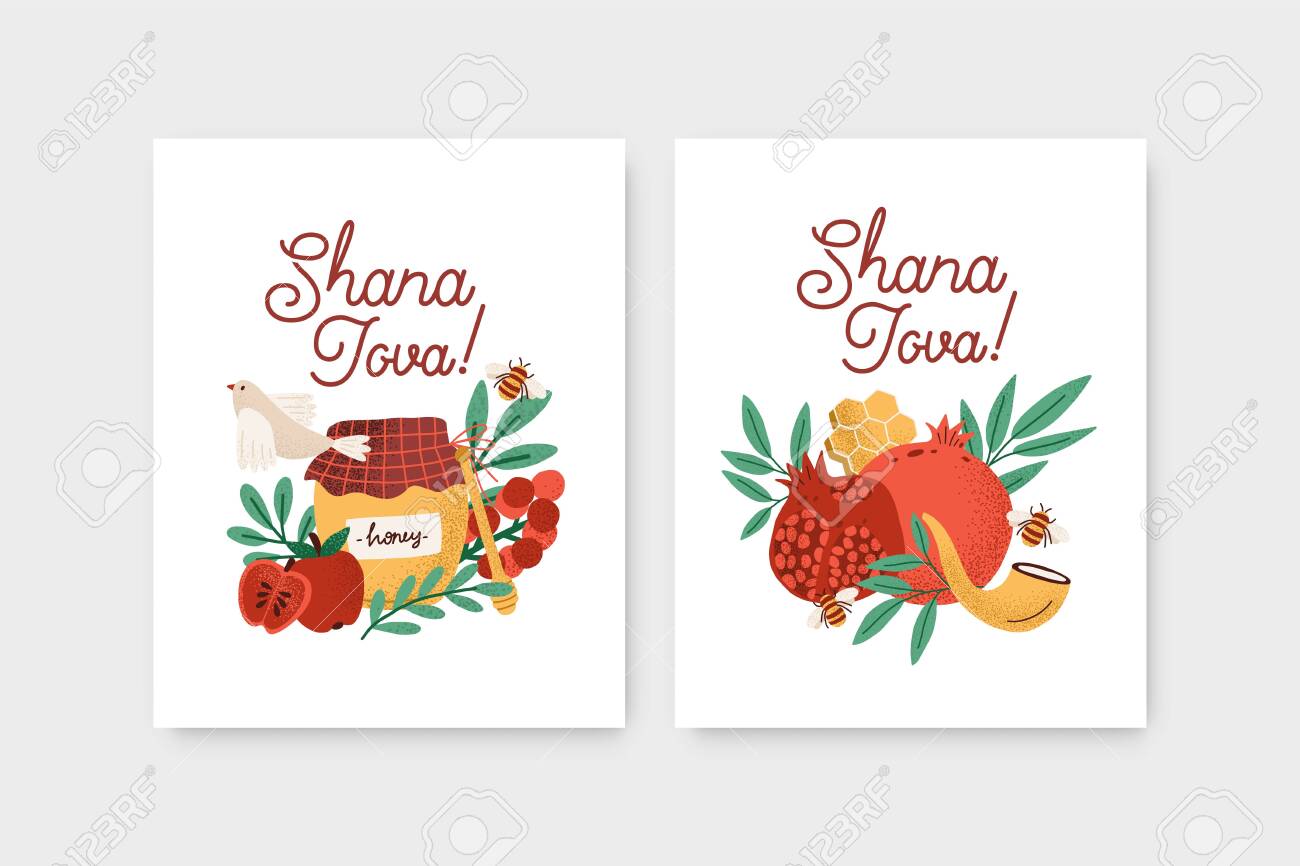 bundle of rosh hashanah flyer or poster templates decorated by shofar template