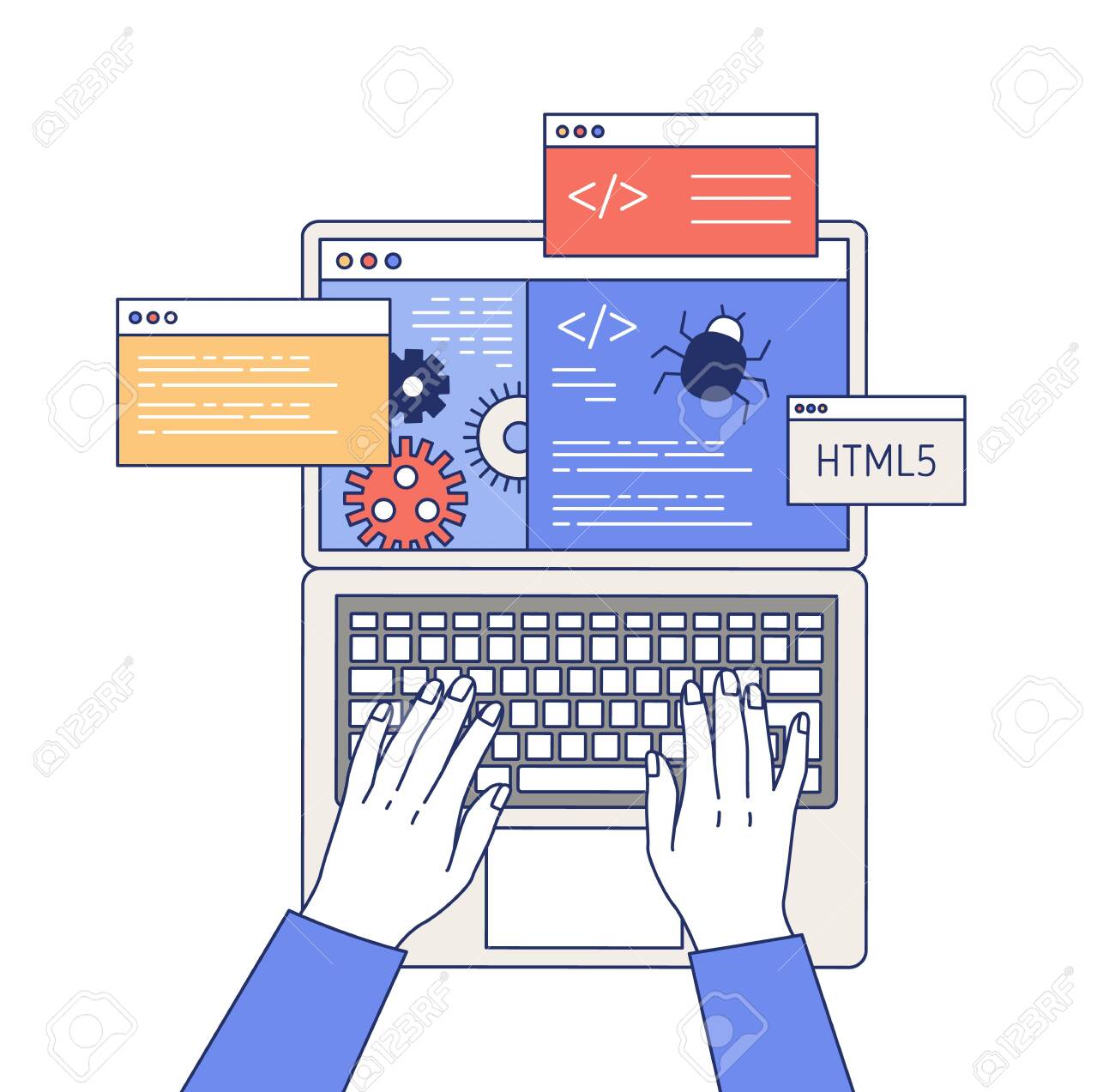 Professional Programming Outline Vector Illustration. Software 