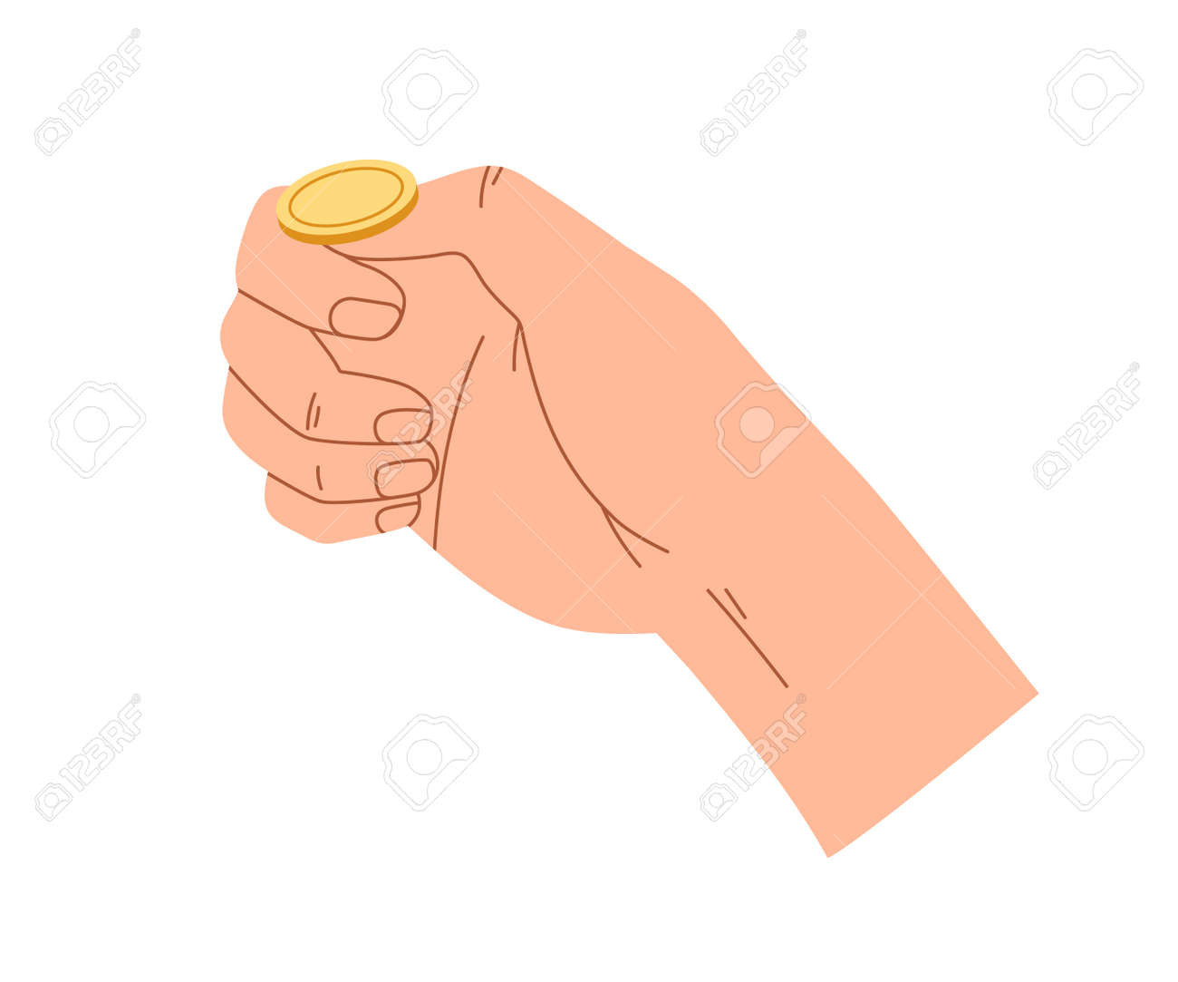 金貨を投げます。手が弾く、チャンスのために指に両替金を投げる、運。頭または尾のゲーム。ファイナンスボーナス、トリックコンセプト。白い背景で隔離のフラットベクトルイラストのイラスト素材・ベクター  Image 182775539