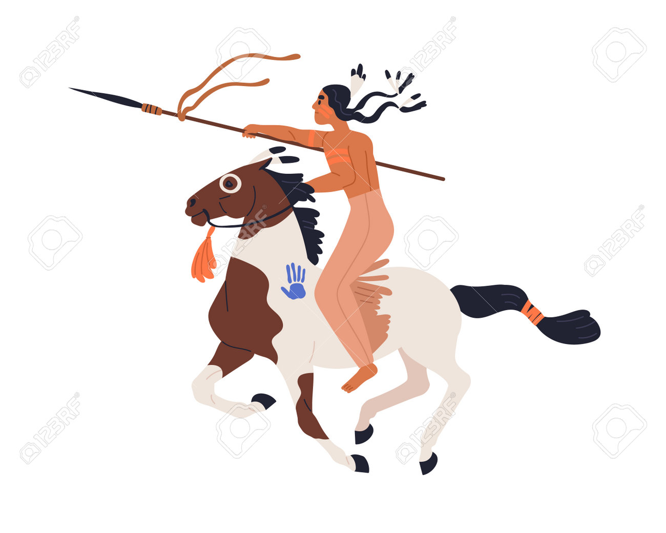 Apache Tribal Warrior Riding Horseback. Armored Native American Horse Back  Rider Attacking With Lance, Spear. Historical Horseman Character. Flat  Vector Illustration Isolated On White Background Royalty Free SVG,  Cliparts, Vectors, and Stock, image size:1300x1040
