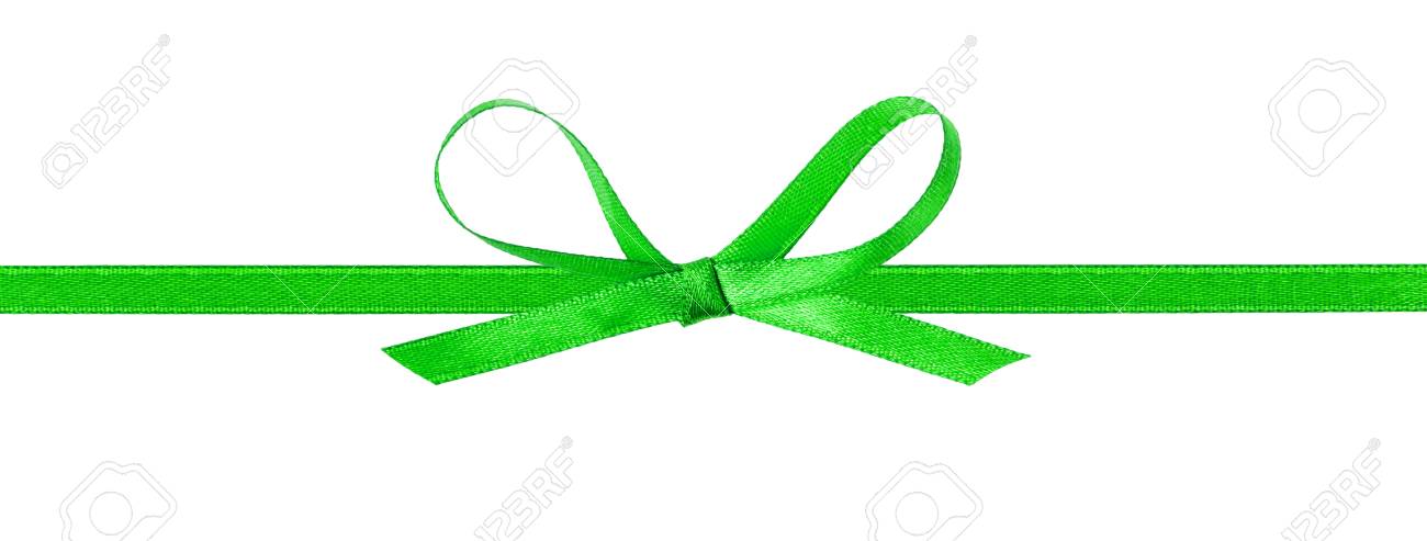 水平リボンは 白で隔離薄い緑色の弓 の写真素材 画像素材 Image