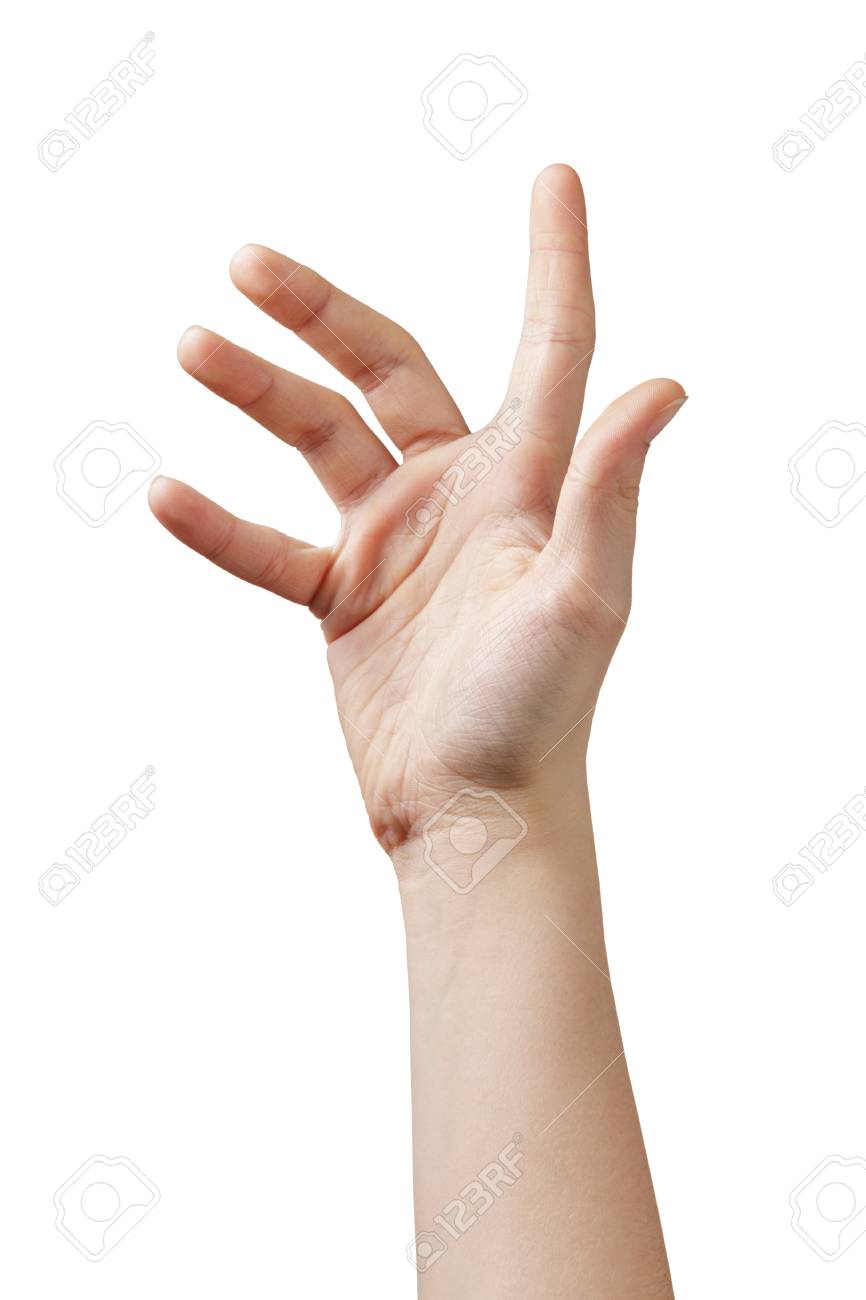 女性 10 代手ポイントか何か 白で隔離をクリックして の写真素材 画像素材 Image