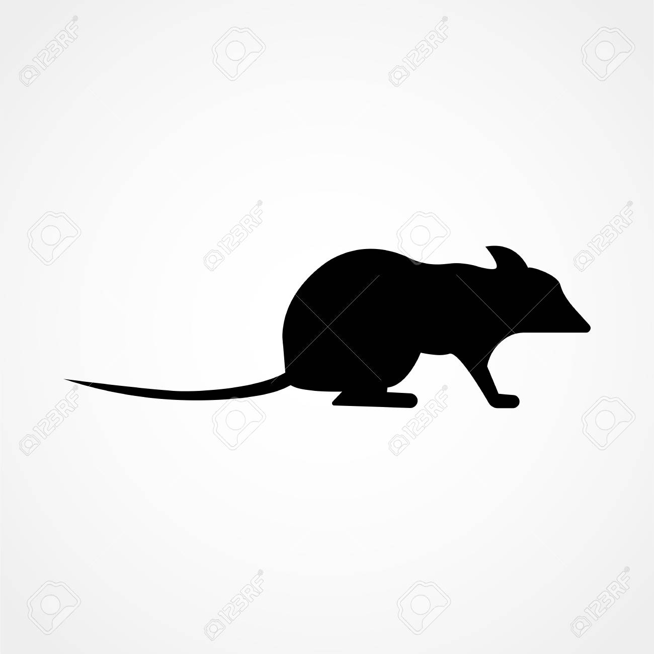 マウスやラットの黒いシルエットは尾 足および白地に耳と座っています のイラスト素材 ベクタ Image