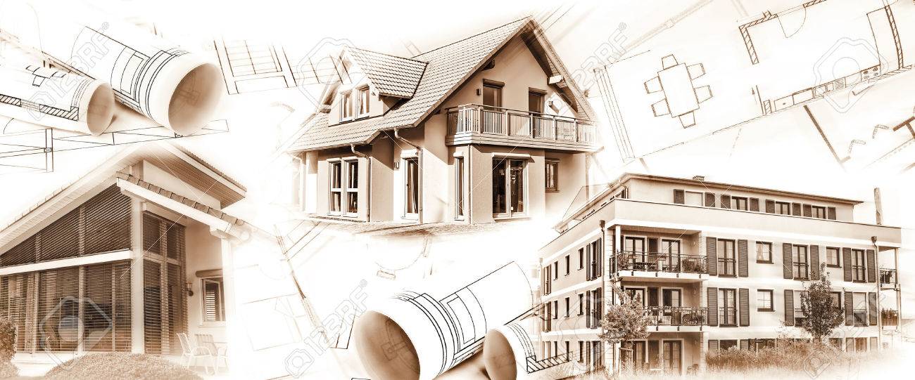 New buildings and blueprints as a symbol for the construction or real estate industry. - 51168733 New buildings and blueprints as a symbol for the construction or real estate industry. - 51168733
