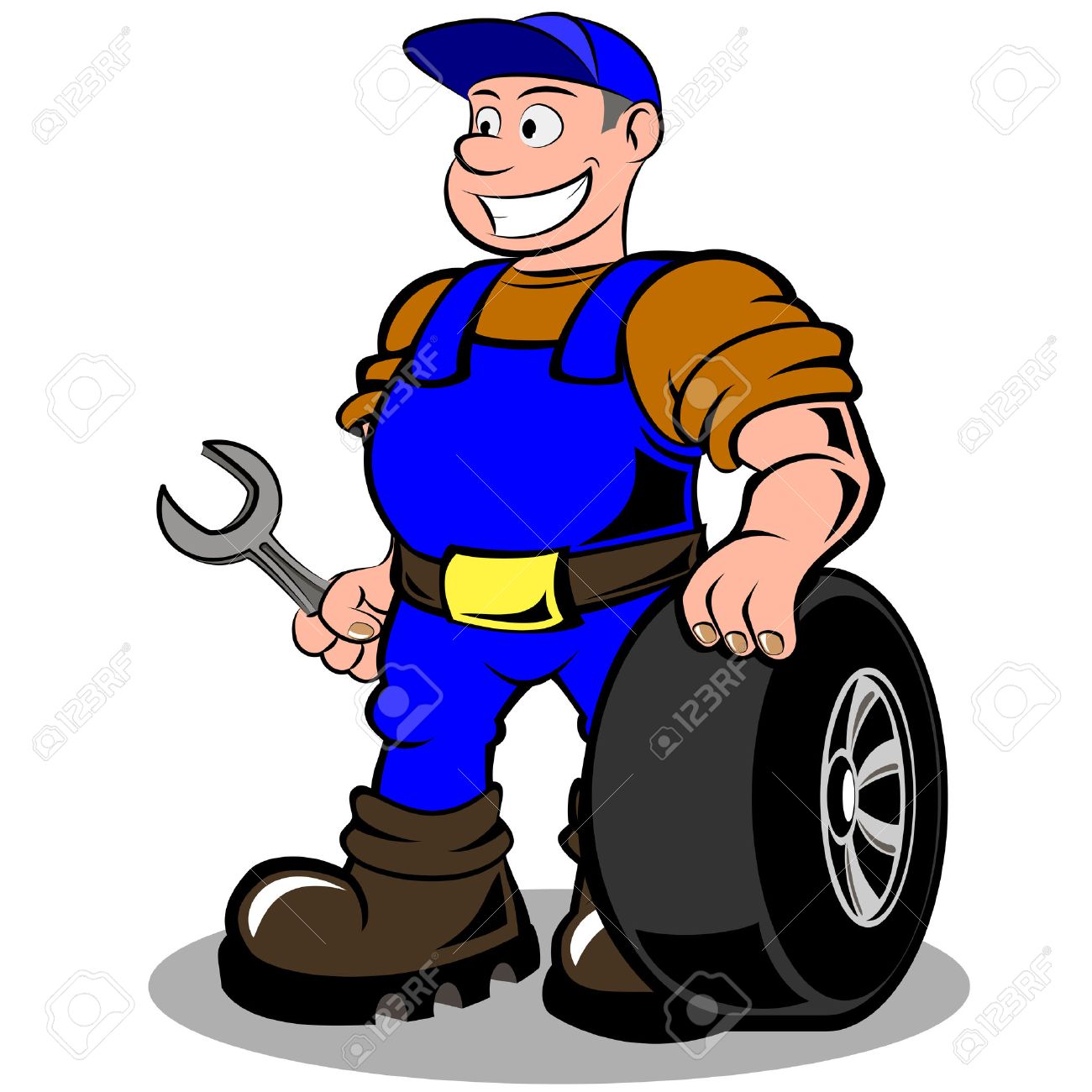 auto mechanic with wheel vector illustration isolated on white background - 24934477 auto mechanic with wheel vector illustration isolated on white background - 24934477