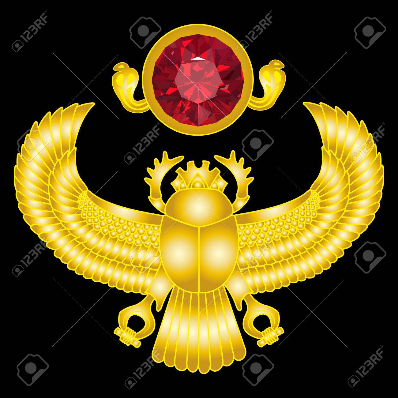 Ruby の太陽と黄金のスカラベ ベクトル グラデーション メッシュのイラスト素材 ベクタ Image