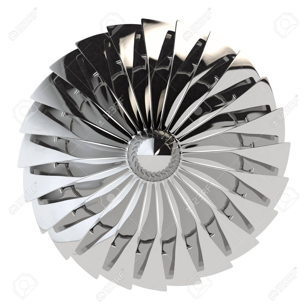 Jet engine, turbine blades of airplane, 3d render Stock Photo - 89887864