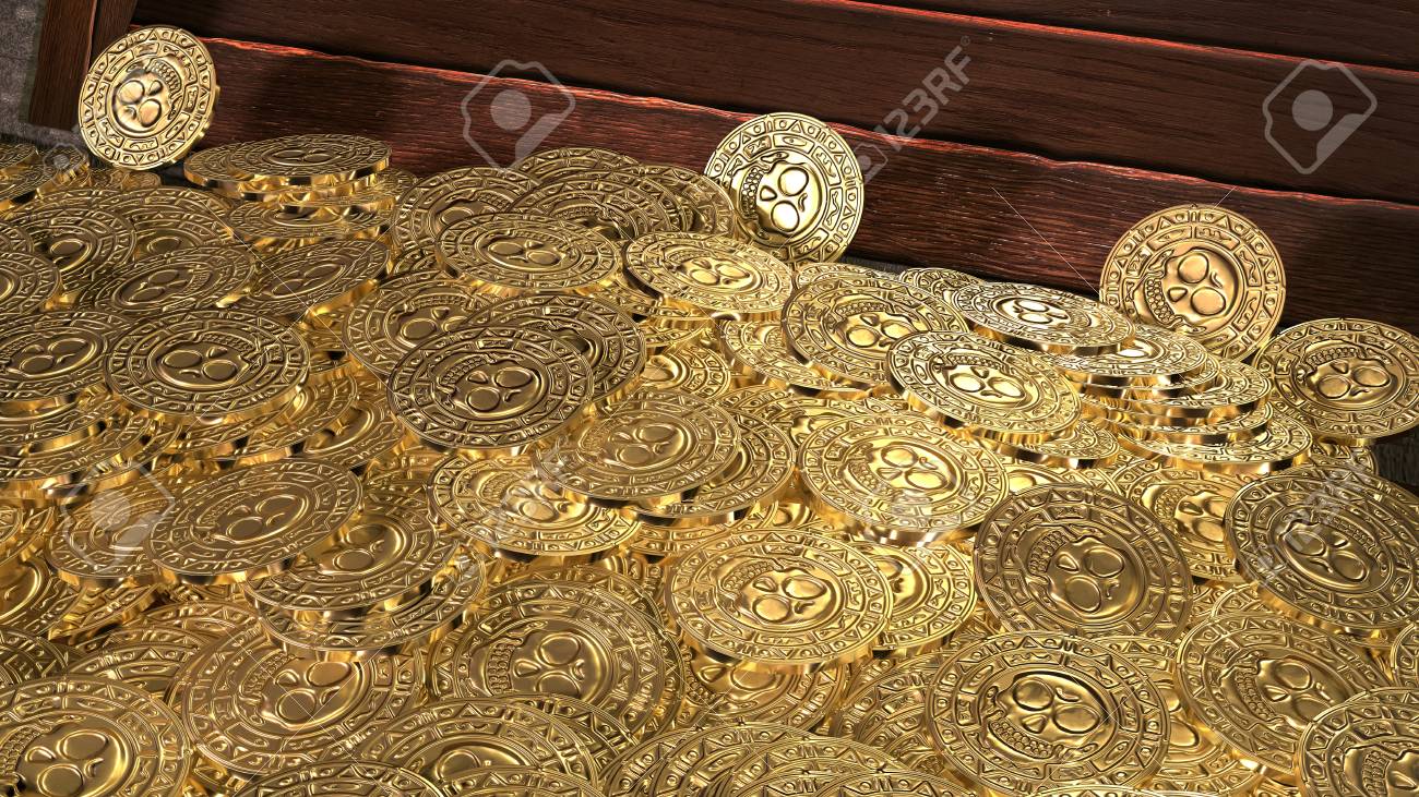 海賊コインの宝物。3D レンダリング。の写真素材・画像素材 Image 93434672