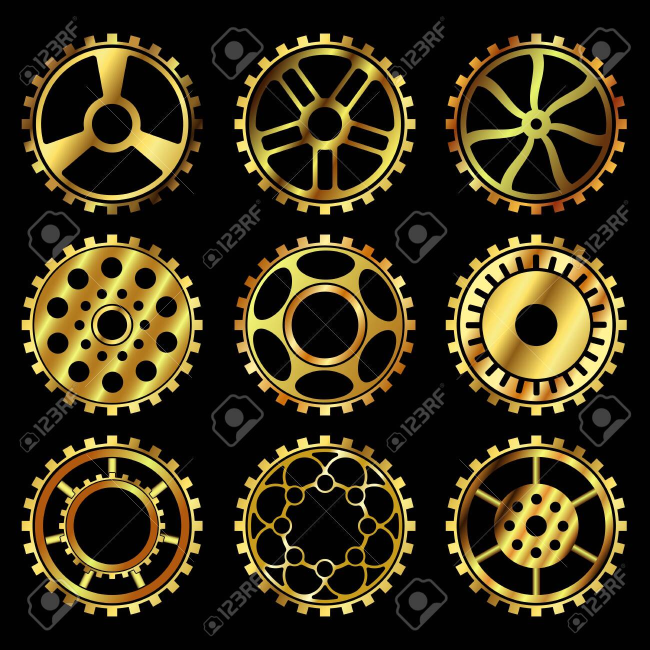 Vector golden gears set in the style of steampunk vector - 123962431 Vector golden gears set in the style of steampunk vector - 123962431