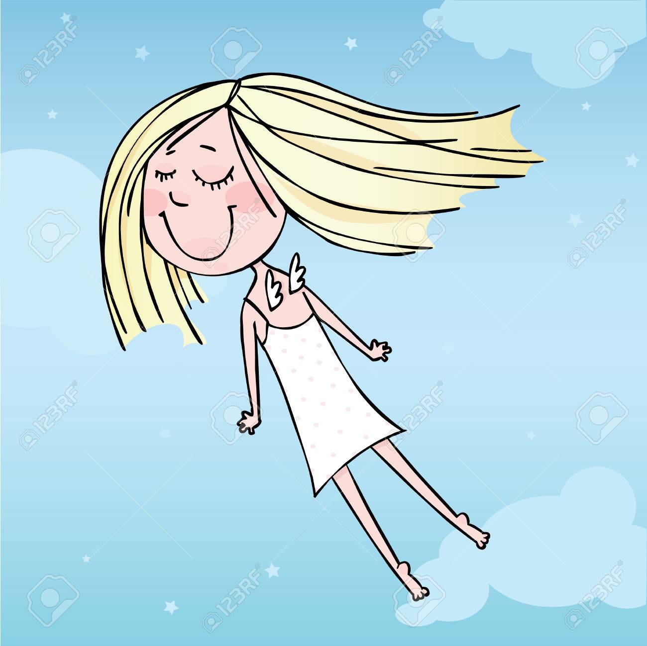 天国でかわいい小さな天使のイラスト素材 ベクタ Image