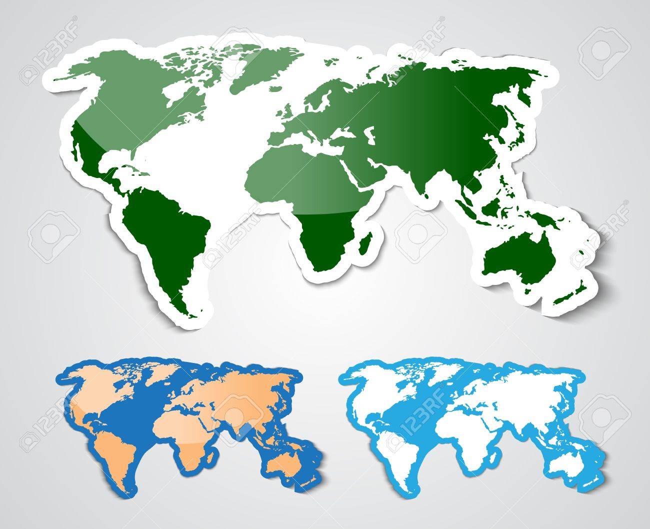 ステッカー スタイルで世界地図 図のイラスト素材 ベクタ Image