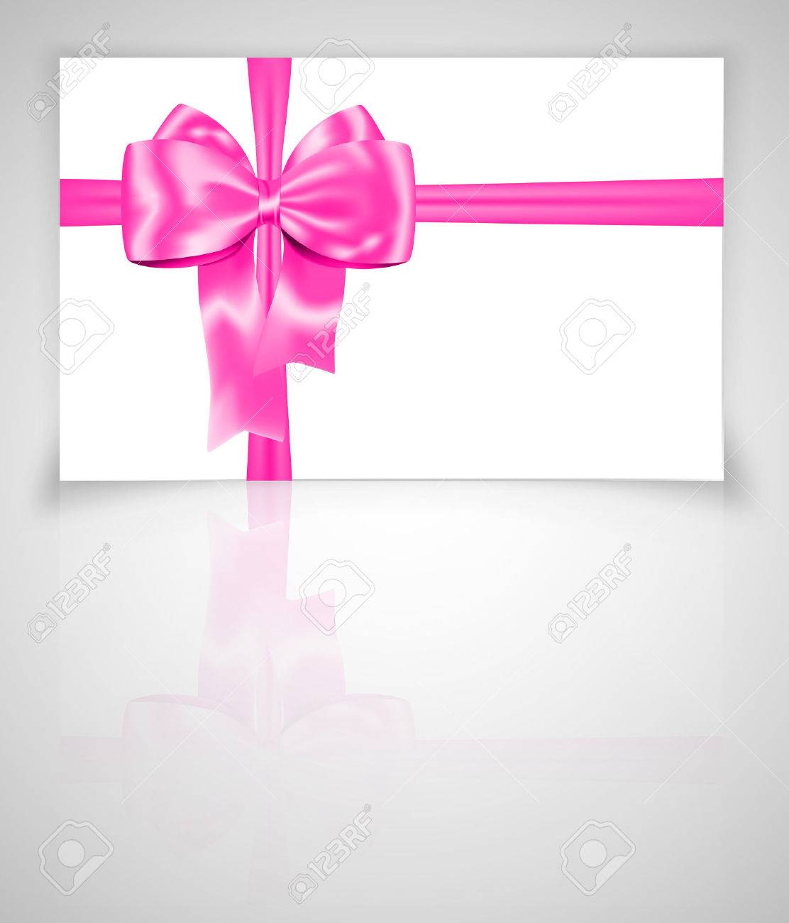 Gift Card With Luxurious Pink Bow. Ribbon. Illustration Royalty Free Svg,  Cliparts, Vectors, And Stock Illustration. Image 24972423.