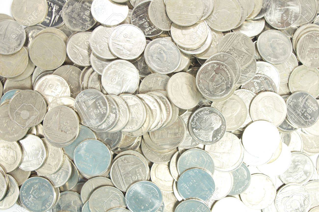 たくさんのタイ 1 バーツ硬貨 の写真素材 画像素材 Image