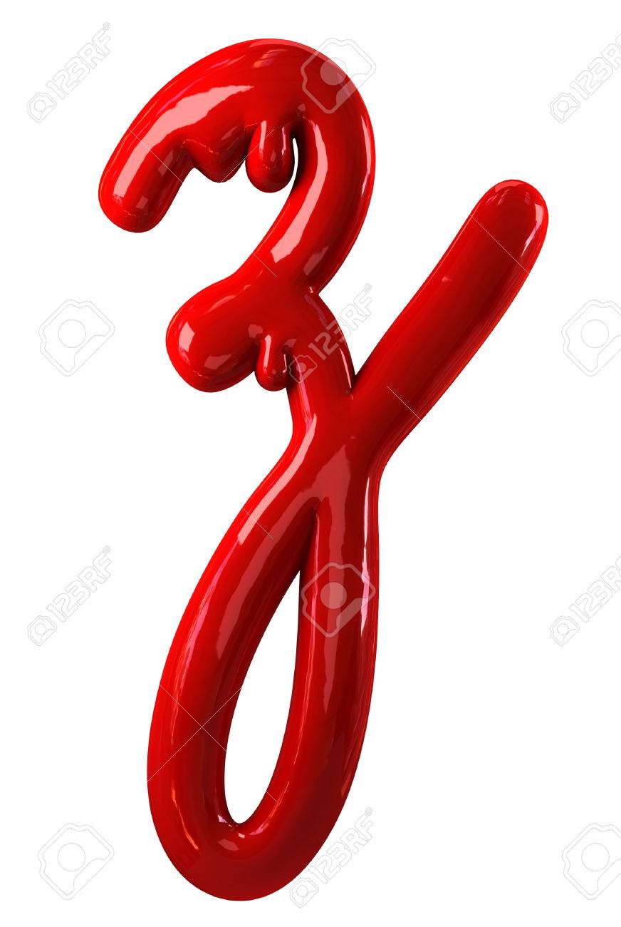 白い背景の上漏れ赤いアルファベット分離されました 手書き筆記体小さい手紙 Z 3 D レンダリング の写真素材 画像素材 Image