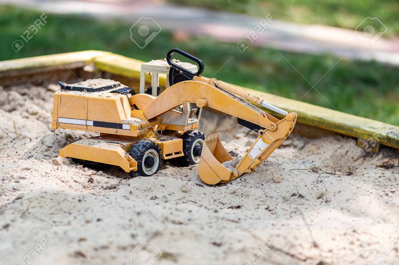 wooden excavator toy