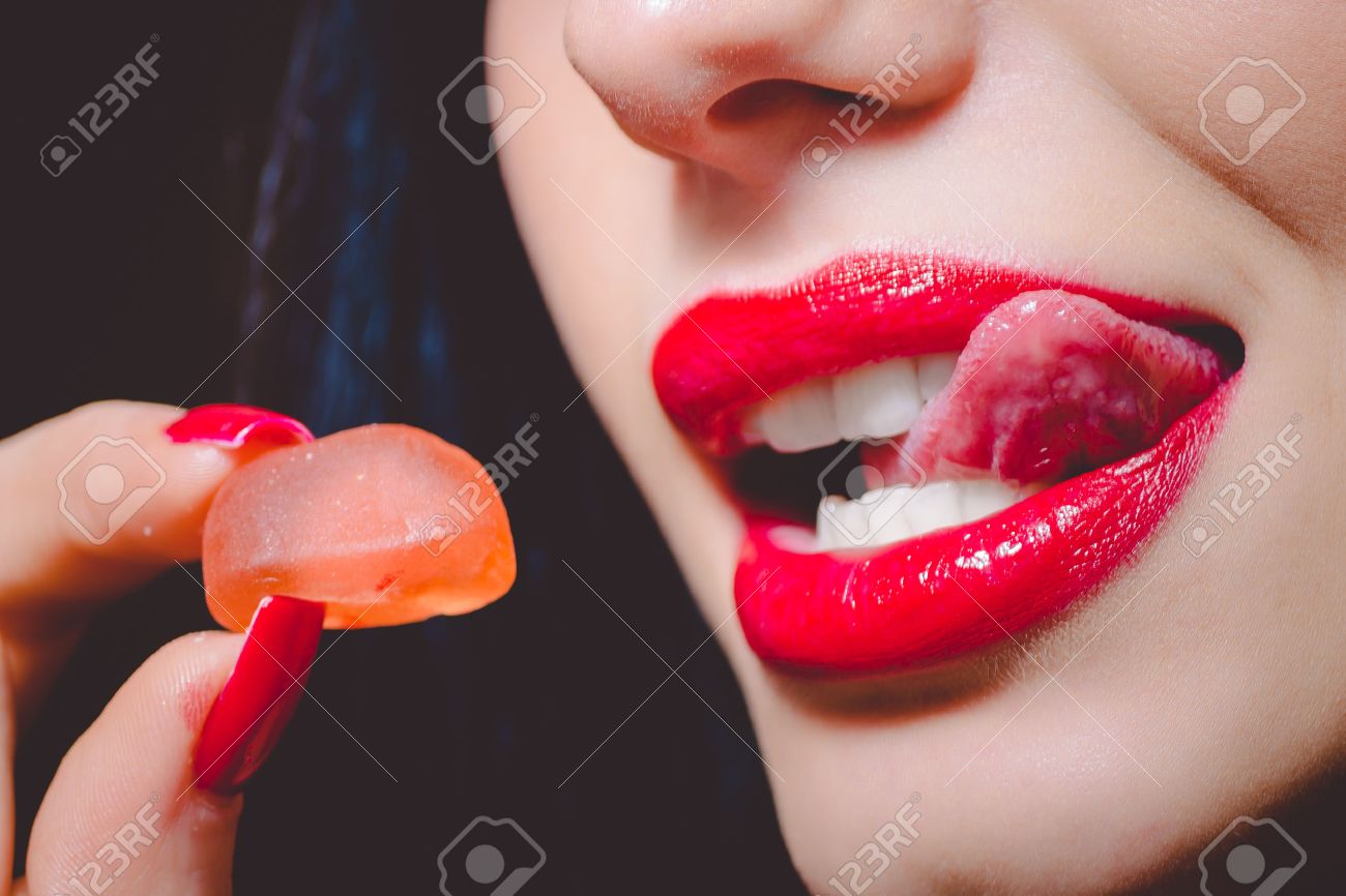 Picture Of Beautiful Woman Licking Her Lips Before Tasting Jelly Sweet Closeup Of Girl With Picture Of Beautiful Woman Licking Her Lips Before Tasting Jelly Sweet Closeup Of Girl With