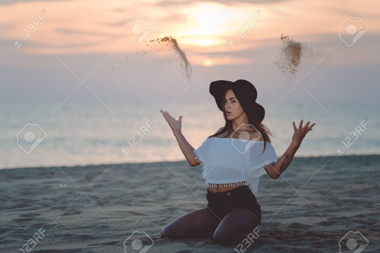 black floppy hat beach