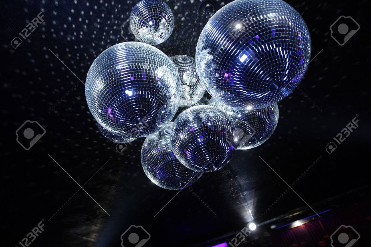 Shiny Disco Balls On A Dark Background Stock Photo, Picture And Royalty Free Image. Image 51611033.