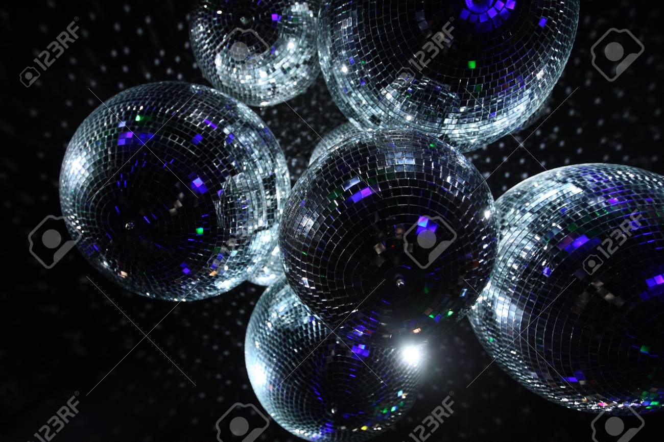 Shiny Disco Balls On A Dark Background Stock Photo, Picture And Royalty Free Image. Image 52147273.