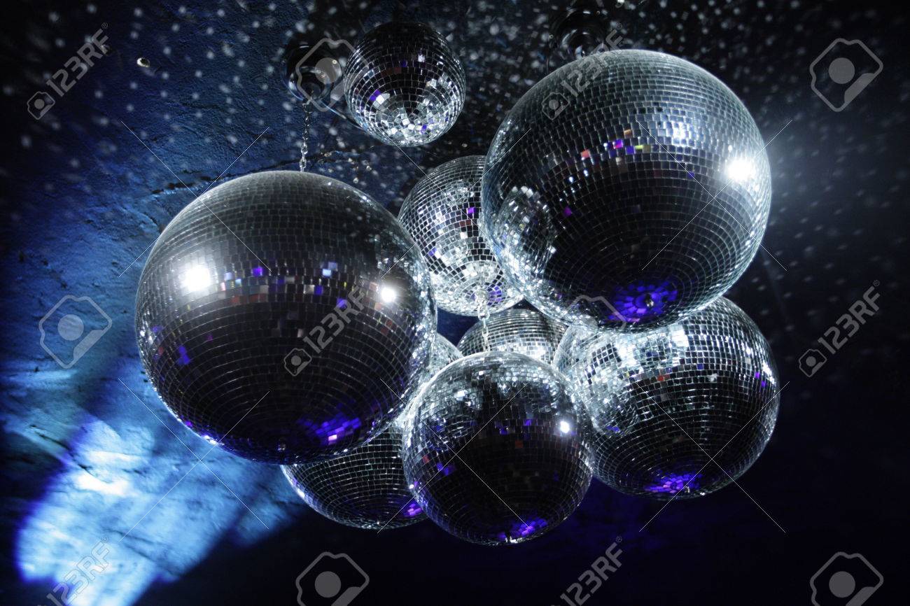 Shiny Disco Balls On A Dark Background Stock Photo, Picture And Royalty Free Image. Image 54501112.
