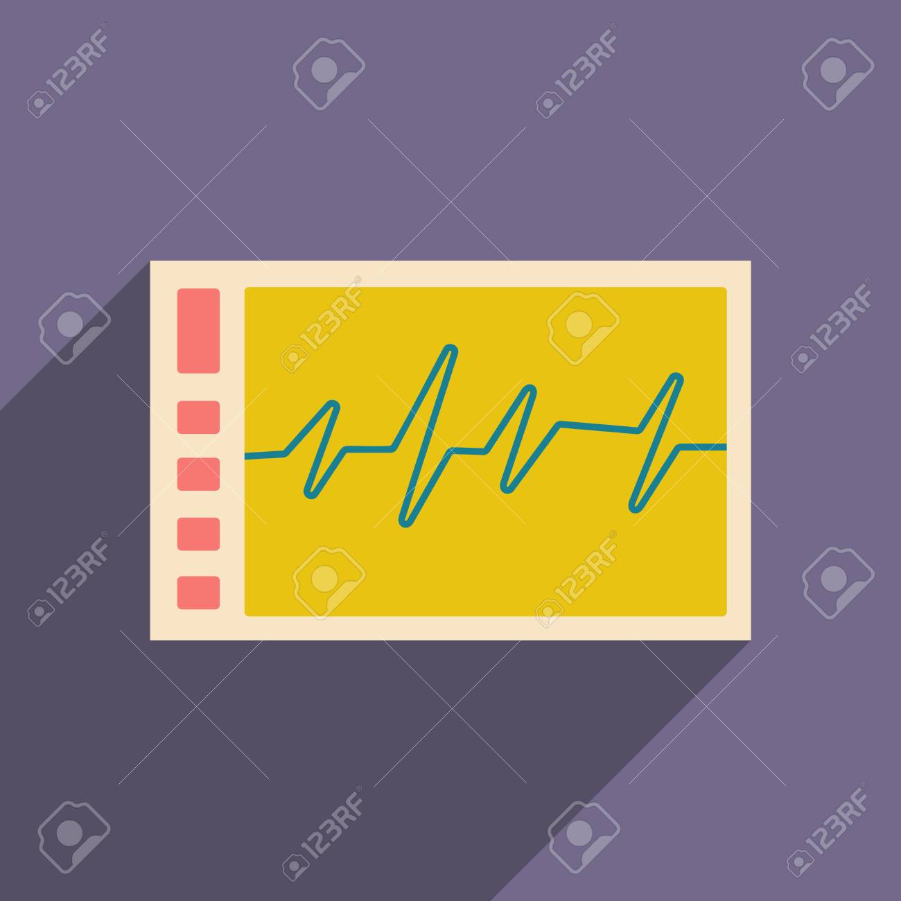 影のアイコンとモバイル Applacation モニター心電図フラット のイラスト素材 ベクタ Image