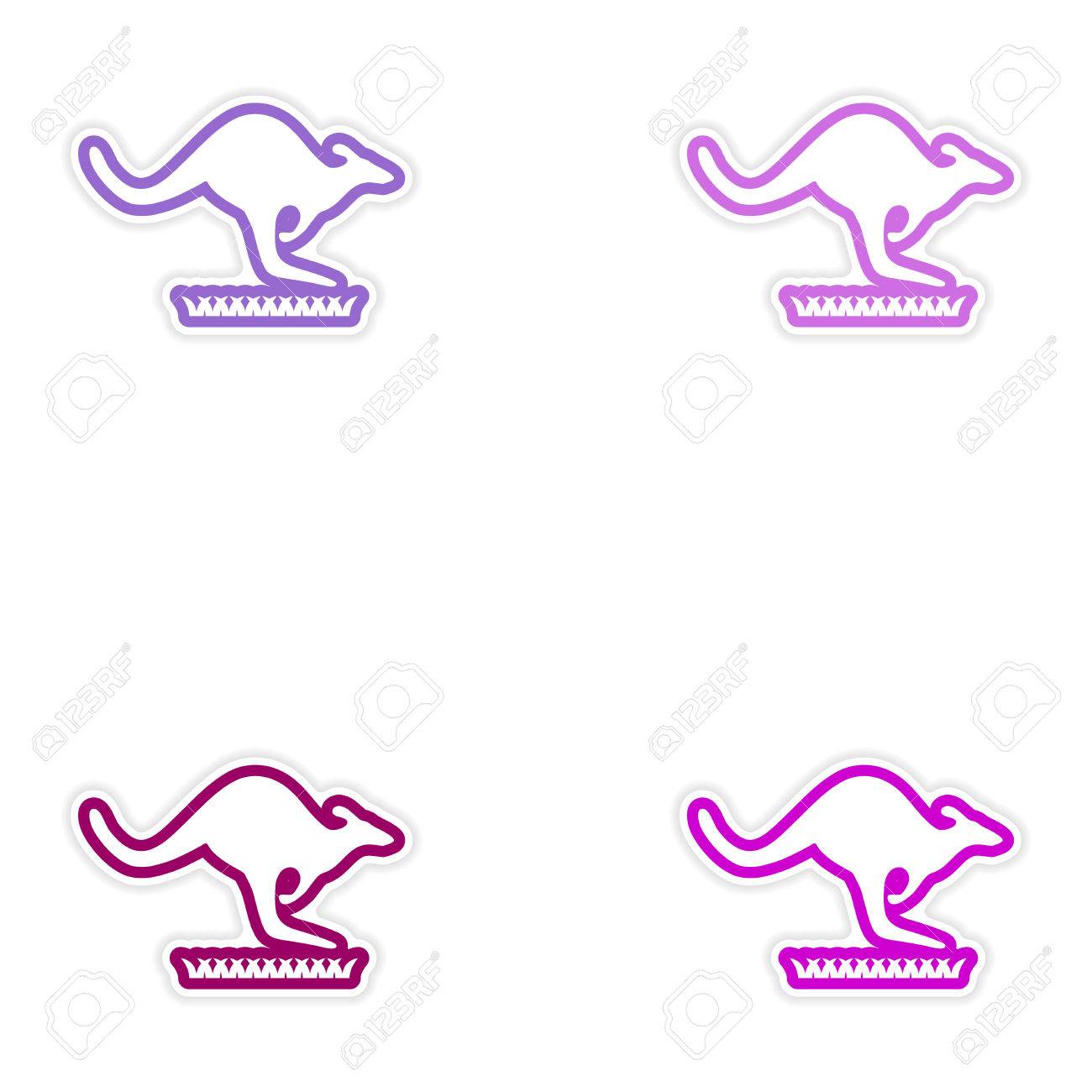 オーストラリアのカンガルーのステッカーの背景白に設定します のイラスト素材 ベクタ Image オーストラリアのカンガルーのステッカーの背景白に設定します のイラスト素材 ベクタ Image
