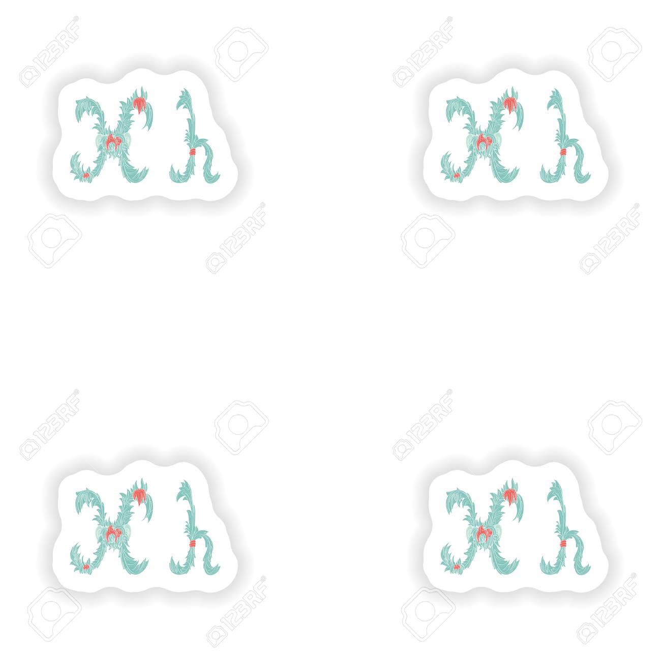 sticker abstract letter h icon in blue tropical style royalty free