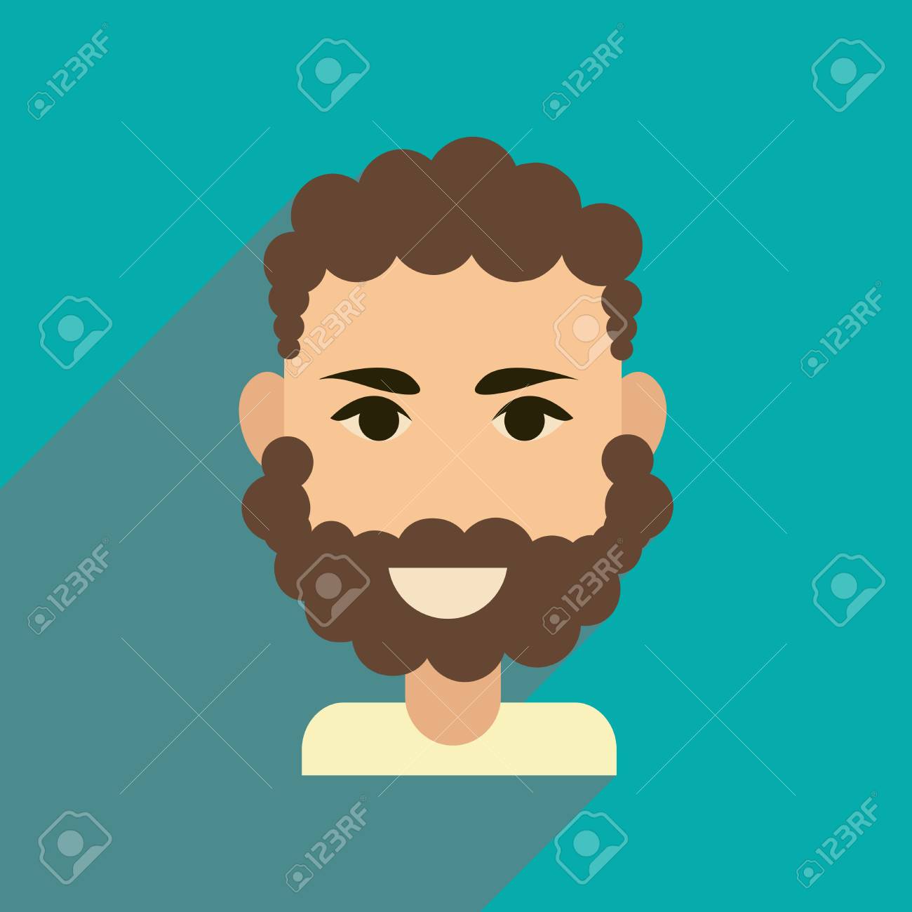 Flache Web Symbol Mit Langen Schatten Der Männer Haarschnitt Flache Web Symbol mit langen Schatten der Männer Haarschnitt Standard Bild