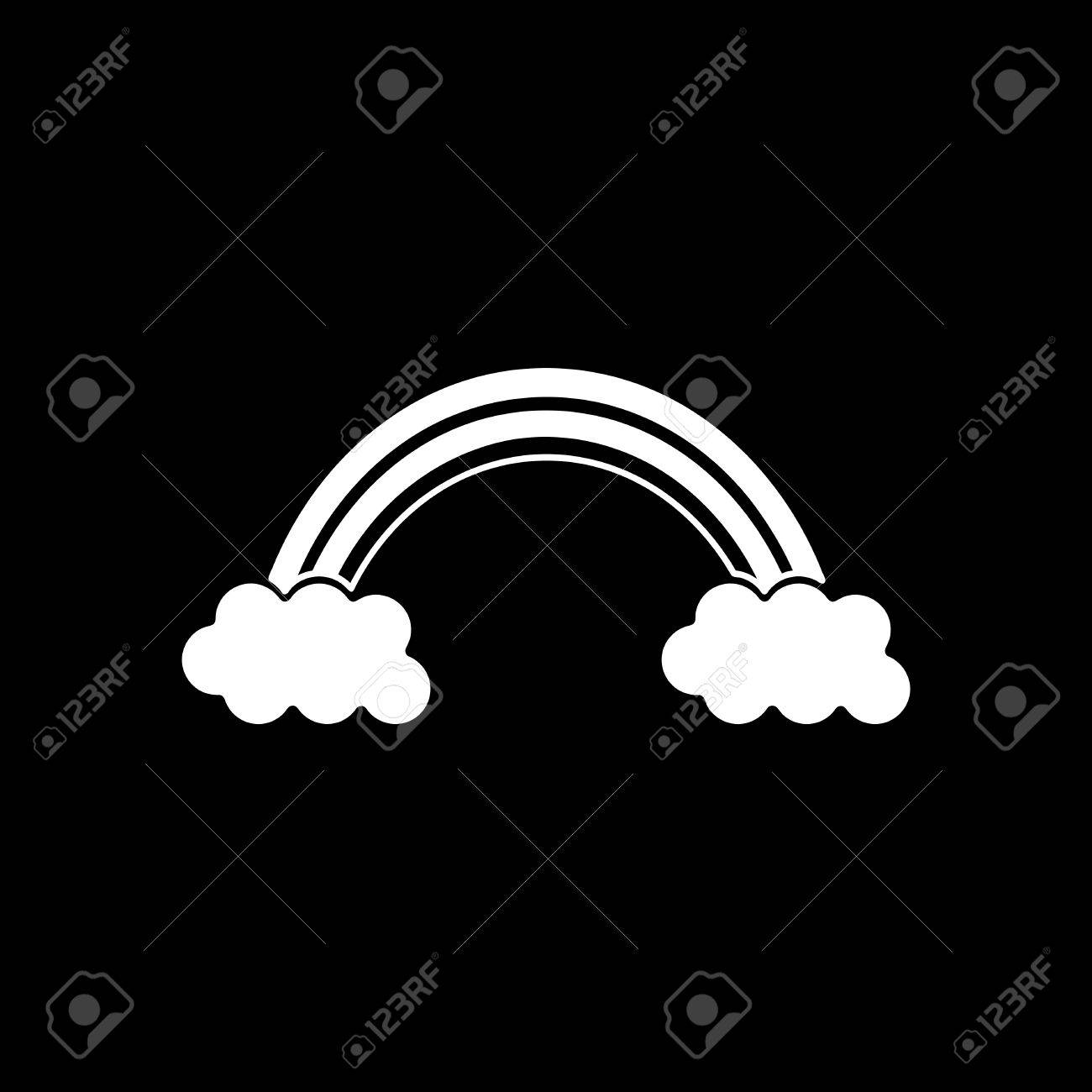 Flat icon in black and white rainbow clouds Stock Vector - 72593371