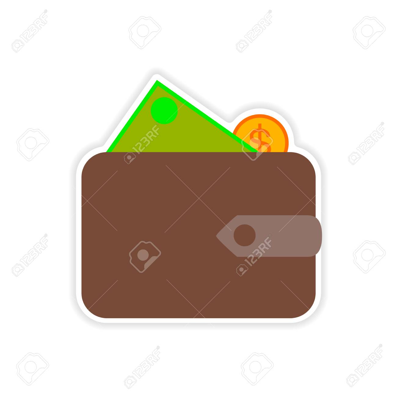 スタイリッシュなステッカー紙財布やお金のイラスト素材 ベクタ Image