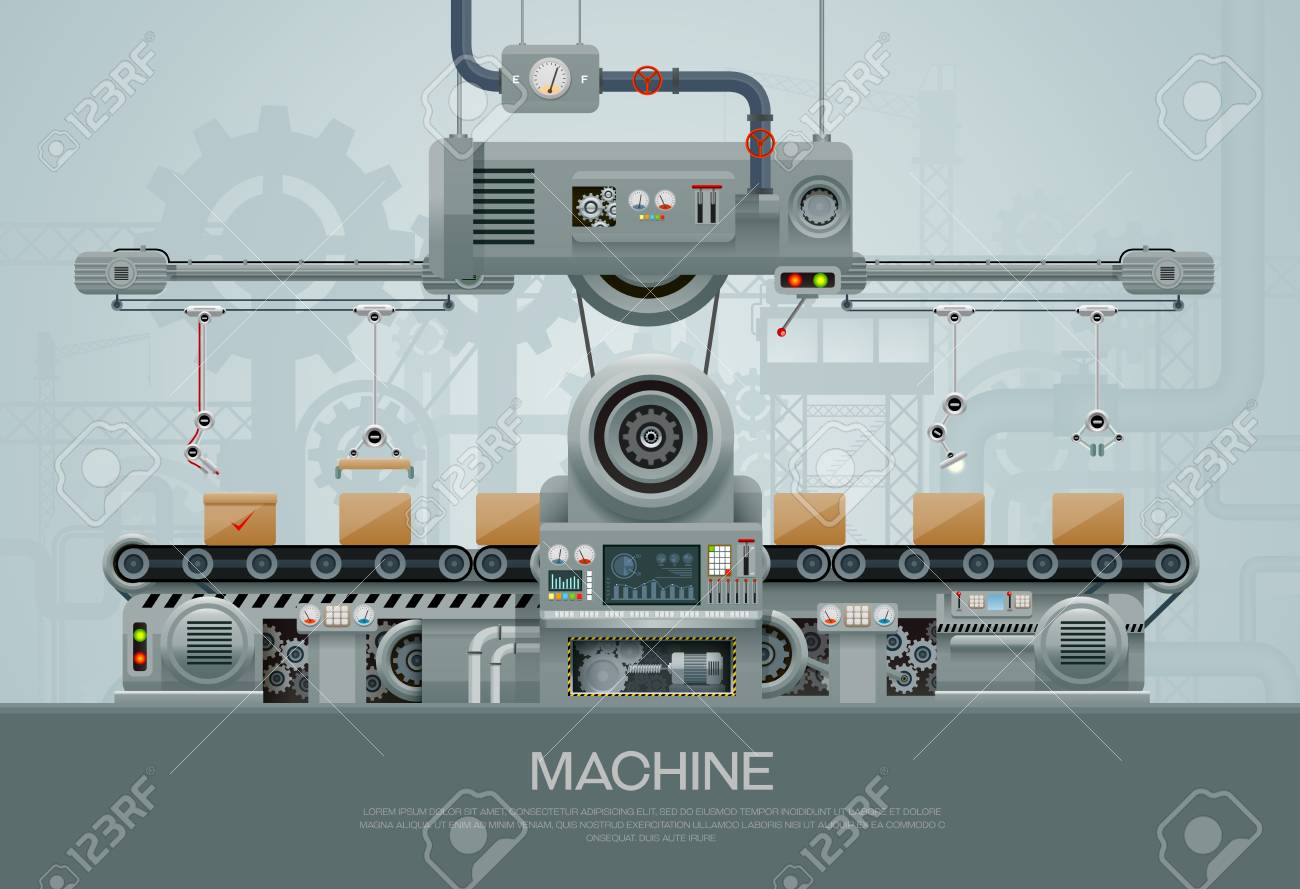 機械および製造機械工場のベクトル図です のイラスト素材 ベクタ Image