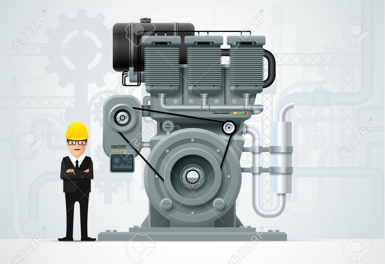 産業用エンジン機械工場エンジニアリング建設機械ベクトルイラスト のイラスト素材 ベクタ Image