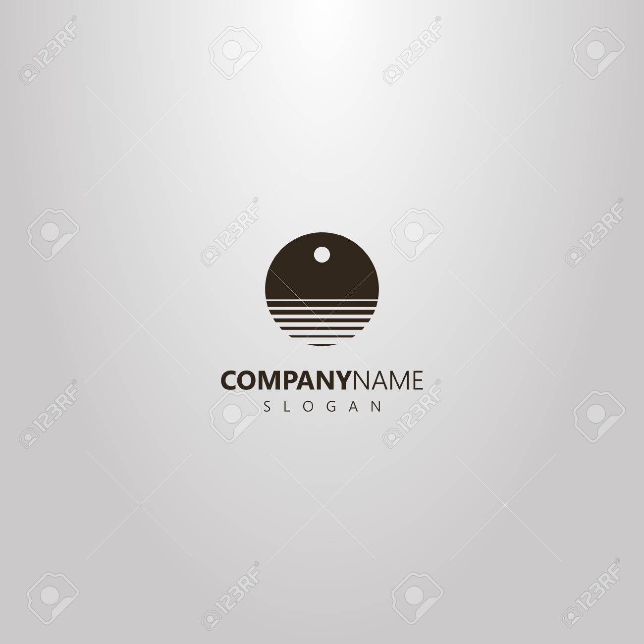 Black And White Simple Vector Round Negative Space Logo Of