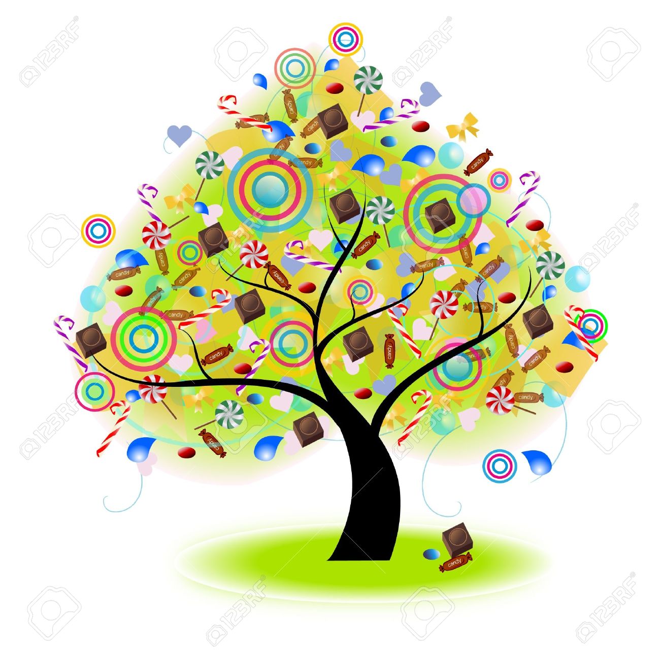 キャンディ ベクトル ブレンド モード ないドロップ シャドウ ぼかし ガウス およびその他のビットマップ効果 の木のイラスト素材 ベクタ Image