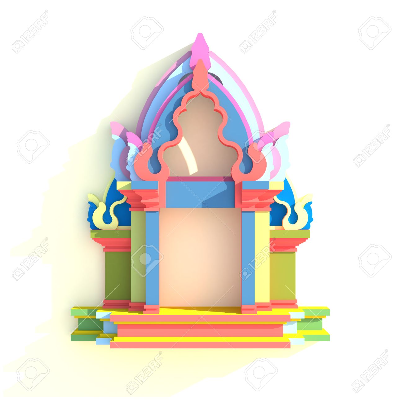 3d elevation of south-east asian pavilion or temple front view 3d elevation of south-east asian pavilion or temple front view