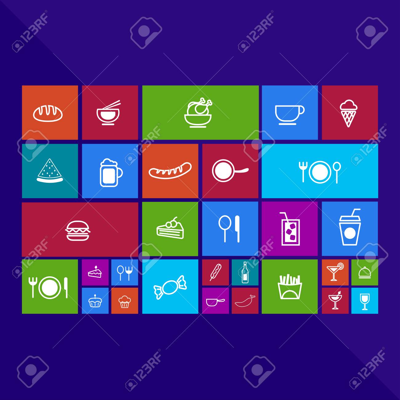 trendy computer or mobile application app program of flat food
