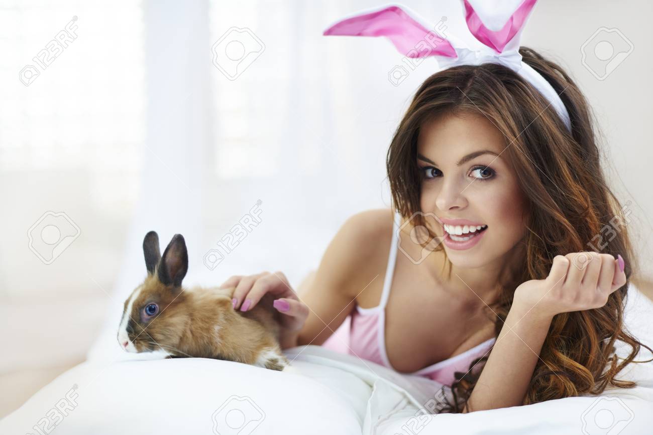 rabbit in bed