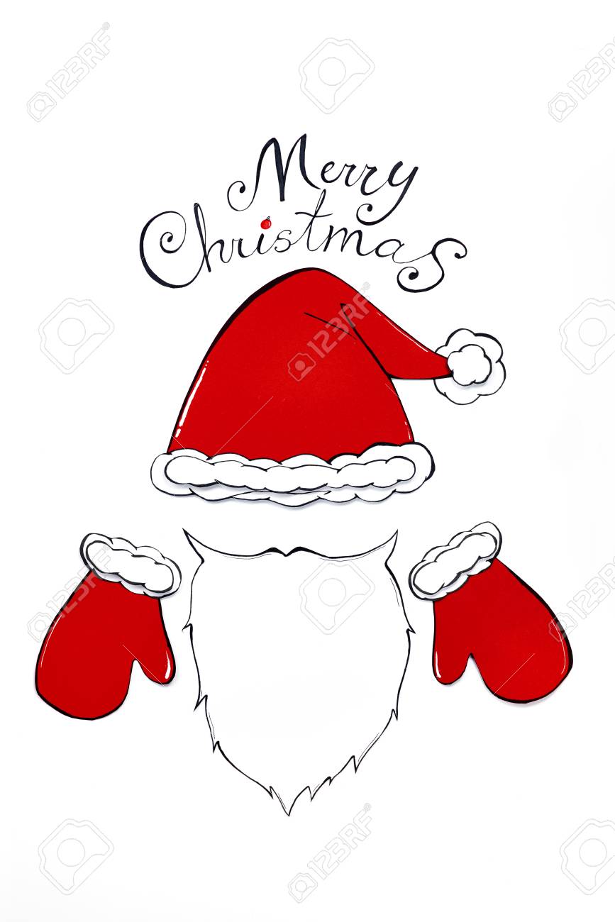 Simple Christmas Card With Santa Claus Stock Photo Picture And