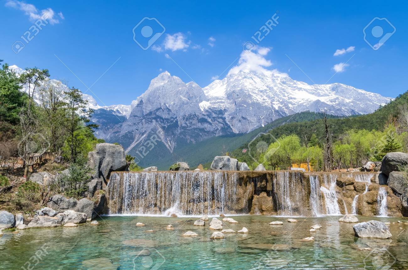 Beautiful Blue Moon Valley In Jade Dragon Snow Mountain Lijiang Yunnan China Stock Photo Picture And Royalty Free Image Image