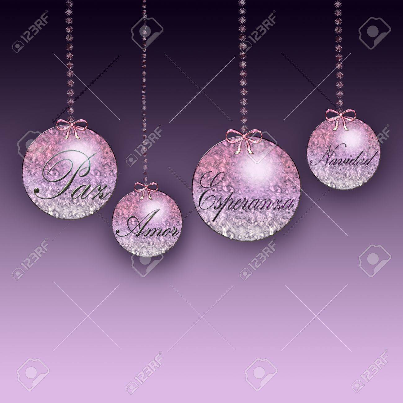 christmas ornaments with the words love hope and peace stock photo