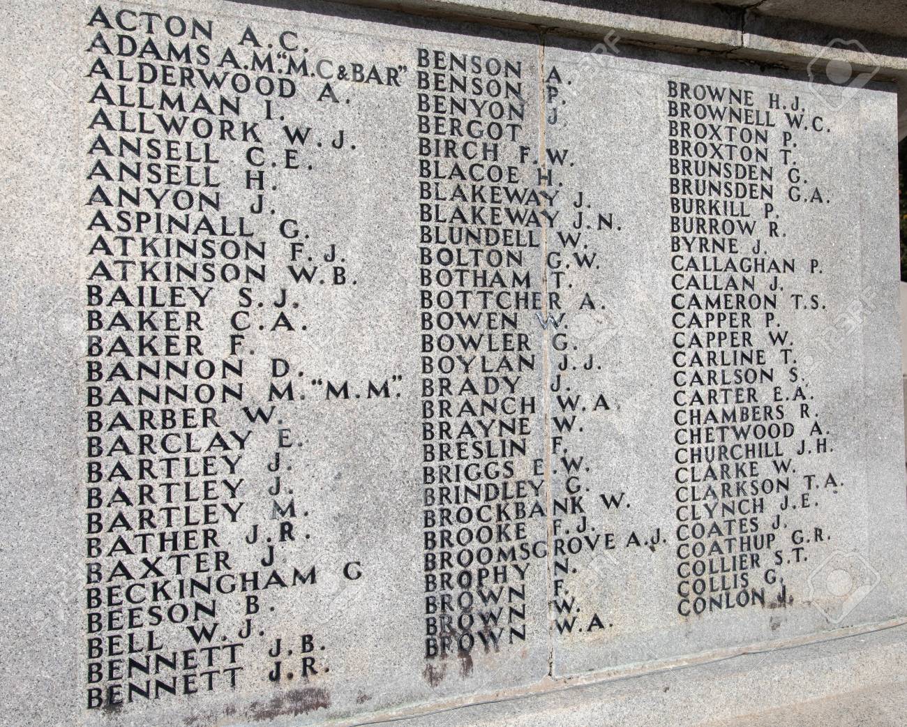 Names Listed On The War Memorial To Mark Lever Brothers Employees Stock Photo Picture And Royalty Free Image Image 117242233