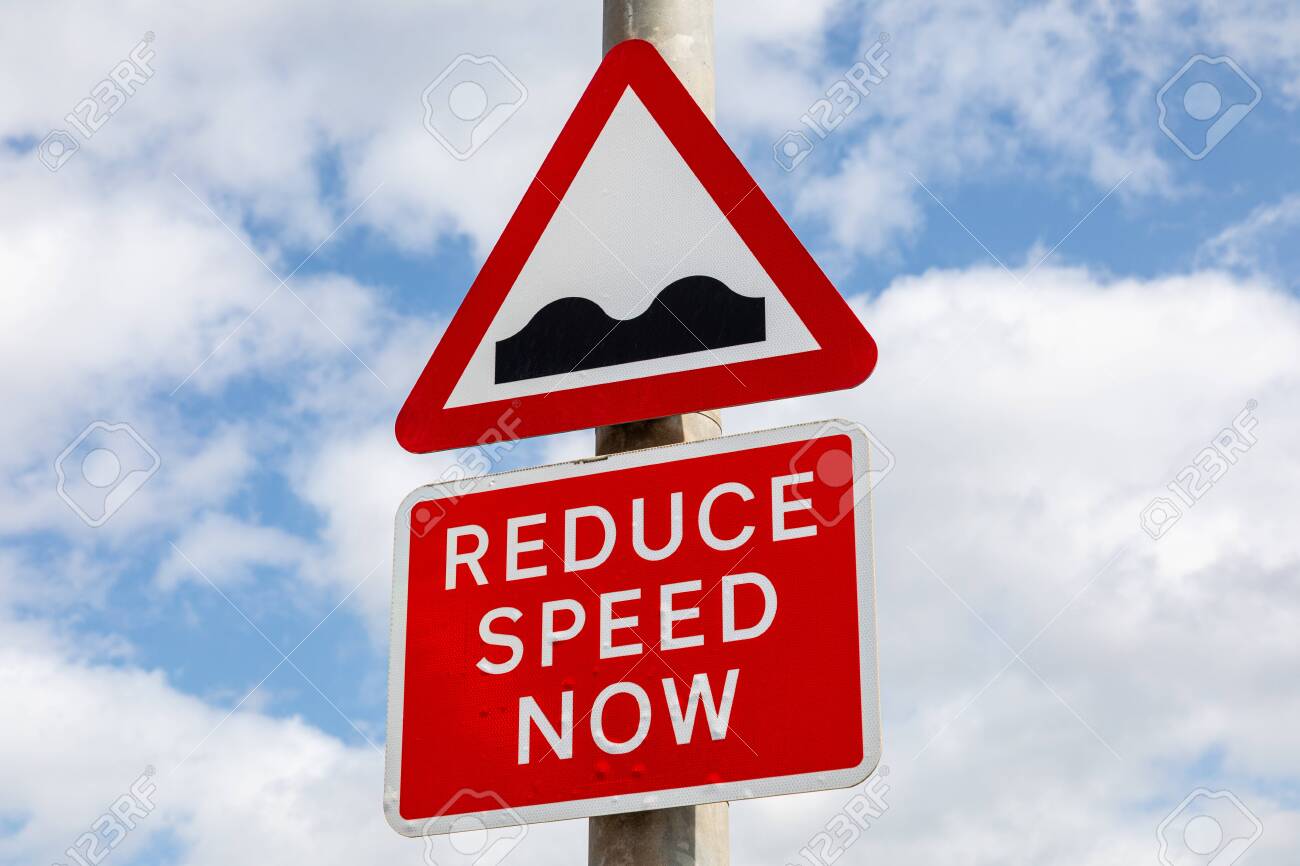 Triangular Road Sign Warning Of Bumpy Road Ahead At New Brighton Stock Photo Picture And Royalty Free Image Image