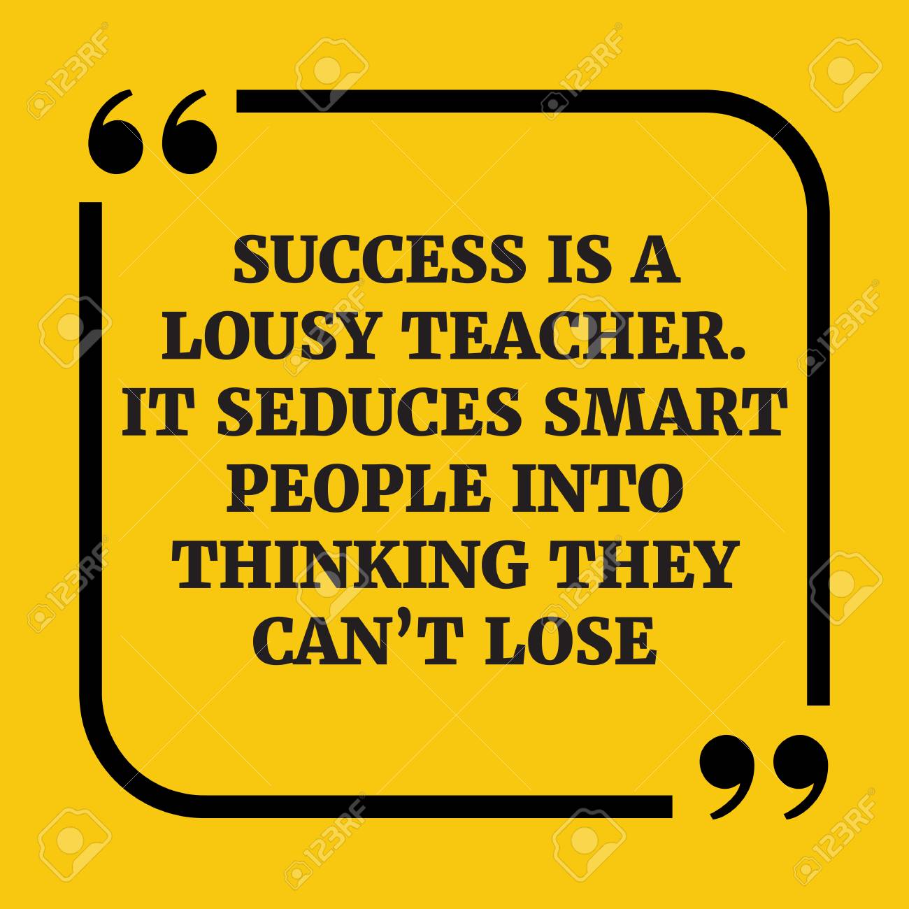 Citation De Motivation Le Succes Est Un Professeur Moche Il Seduit Les Gens Intelligents En Leur Faisant Croire Qu Ils Ne Peuvent Pas Perdre Sur Fond Jaune Clip Art Libres De Droits