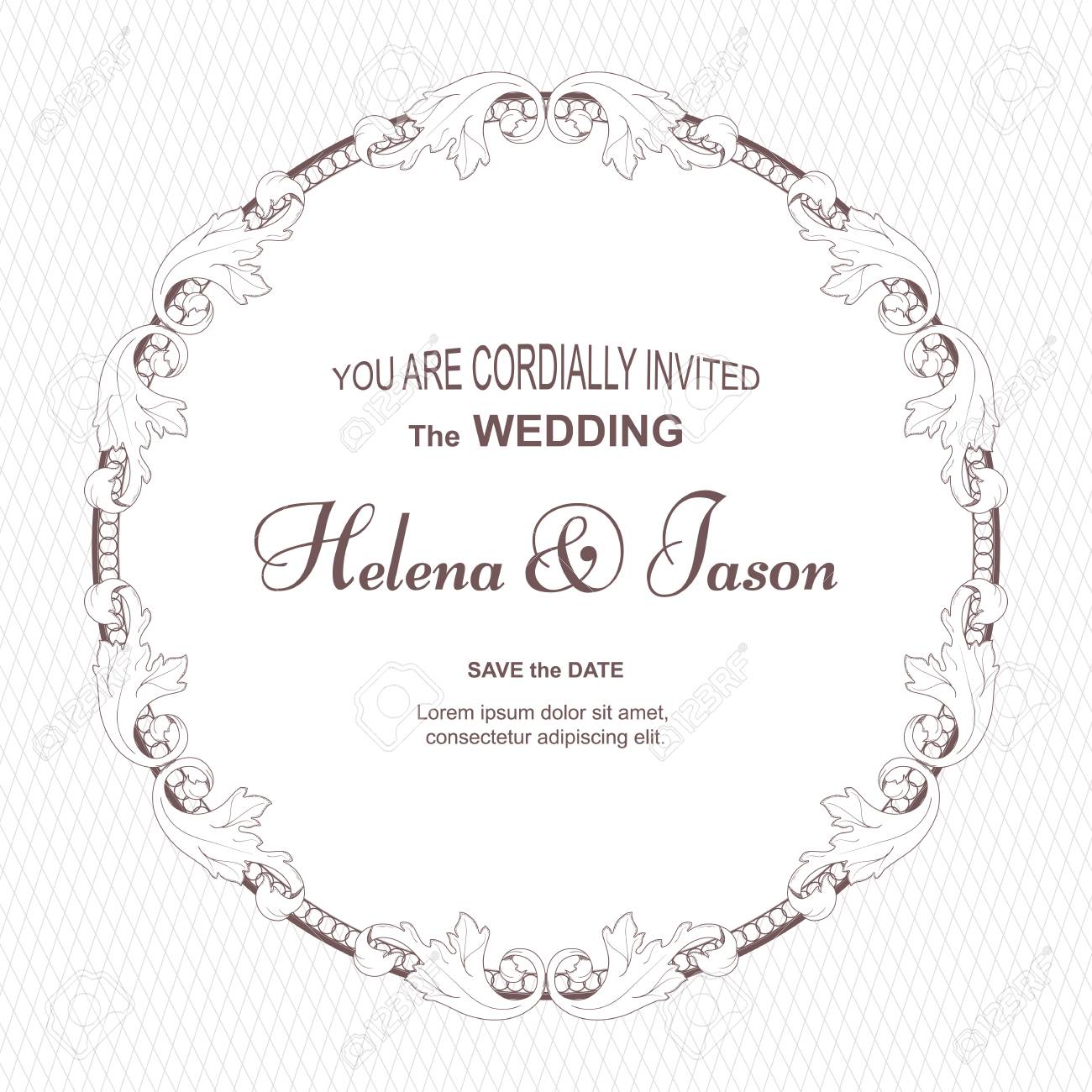 ラウンド型ウェディング招待状のテンプレートです のイラスト素材 ベクタ Image