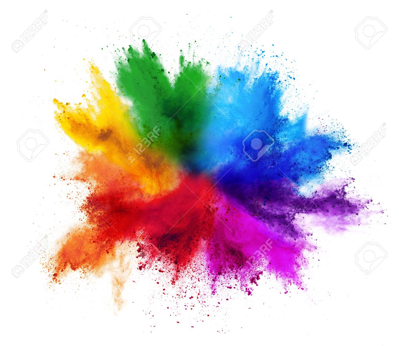 colorful rainbow holi paint color powder explosion isolated on white background - 121537050 colorful rainbow holi paint color powder explosion isolated on white background - 121537050