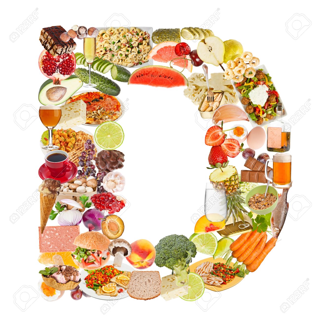 letter d made of food isolated on white background stock photo food with letter a