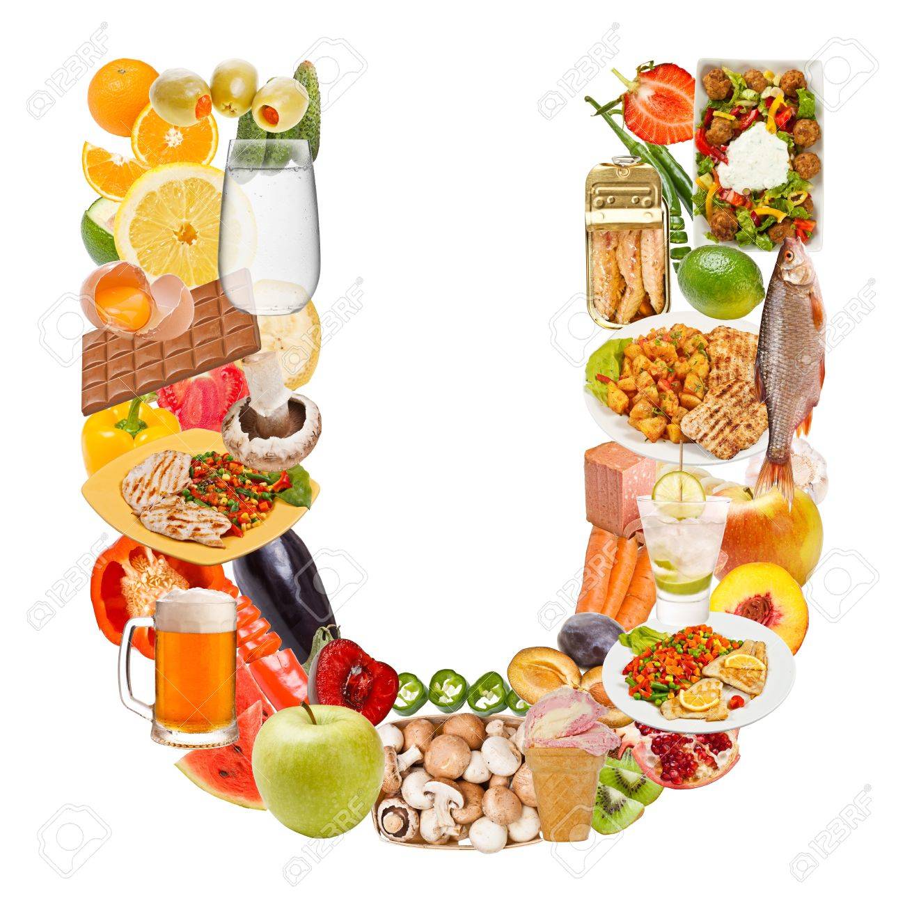 Letter U Gemaakt Van Voedsel Gea Soleerd Op Witte Achtergrond Royalty Vrije Foto Plaatjes Beelden En Stock Fotografie Image 15088379